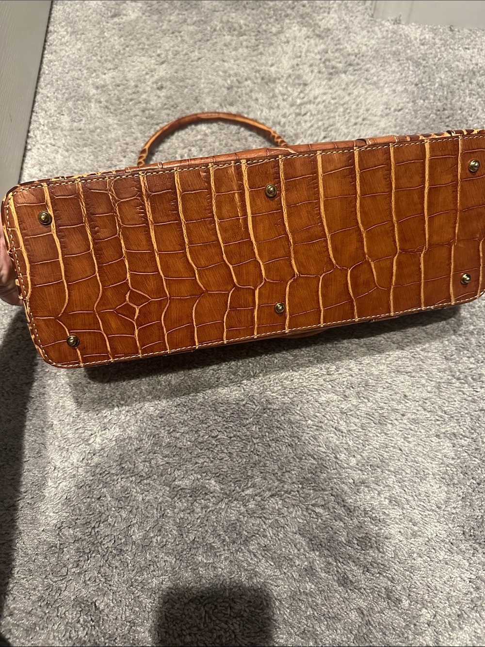 Vintage Dooney and Bourke Croc-Embossed Handbag in Cognac Brown - Picture 4 of 5
